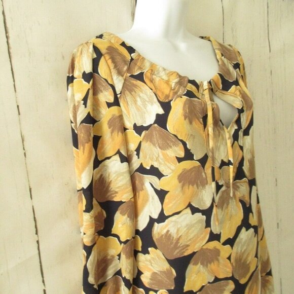 Anthropologie Meadow Rue Top 4 S Navy Blue Floral Long Sleeve Boho Peasant - Picture 4 of 5